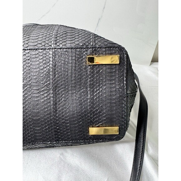 RARE Michael Kors Collection Lexi Black Large EW Satchel Genuine Snake Leather - Picture 15 of 16